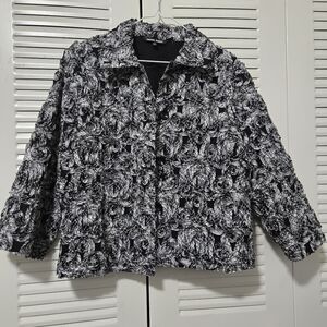 Samuel Dong Textile Art Jacket Black And White Abstract Pattern Size 8